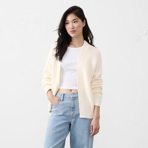 Banana Republic Cream Open-Front Knit Cardigan